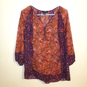Chaps floral Blouse Large